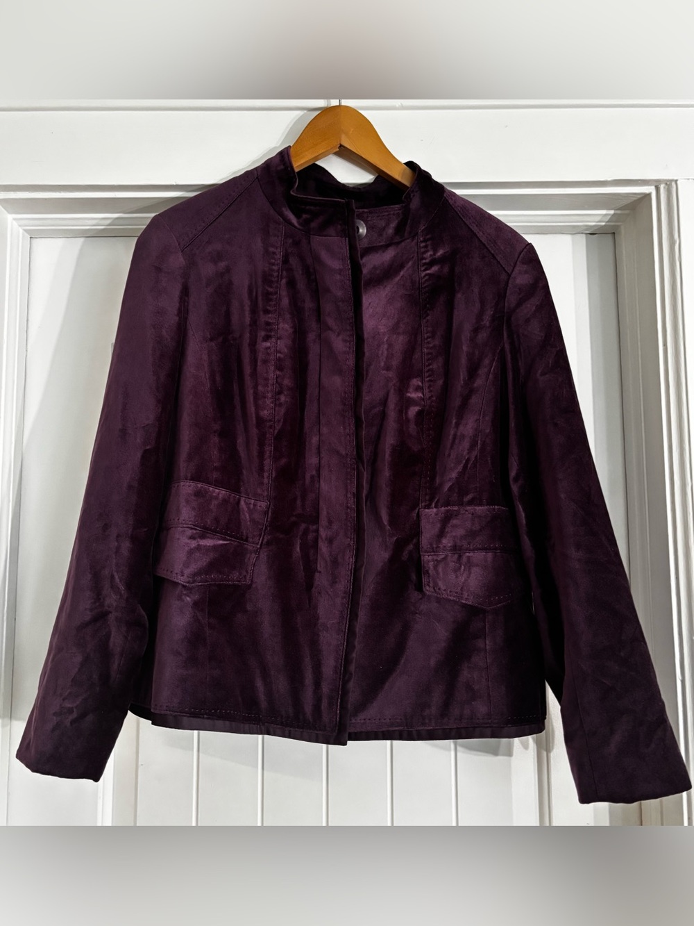 Coldwater Creek Plum Collarless Suede-Look Jacket